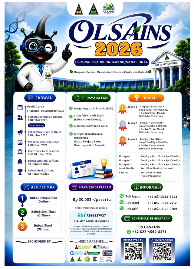 Poster Resmi OLSAINS 2026 — Olimpiade Sains Tingkat SD/MI Nasional
